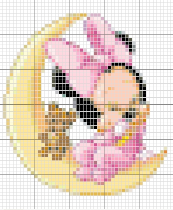 Schema punto croce Baby Minnie su Luna